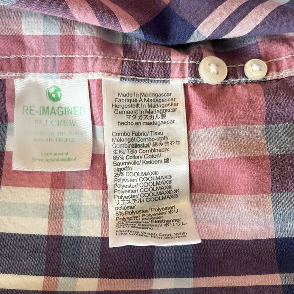 J. Crew Shirt Mens XL Slim Fit Untucked Button Down Plaid Shirt Blue Pink Preppy - Picture 12 of 14